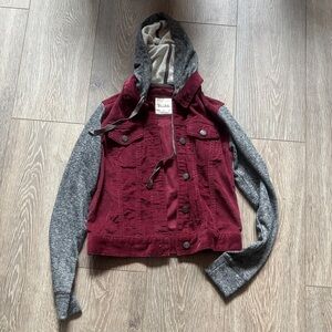 Mudd Maroon and Charcoal Hooded Jacket